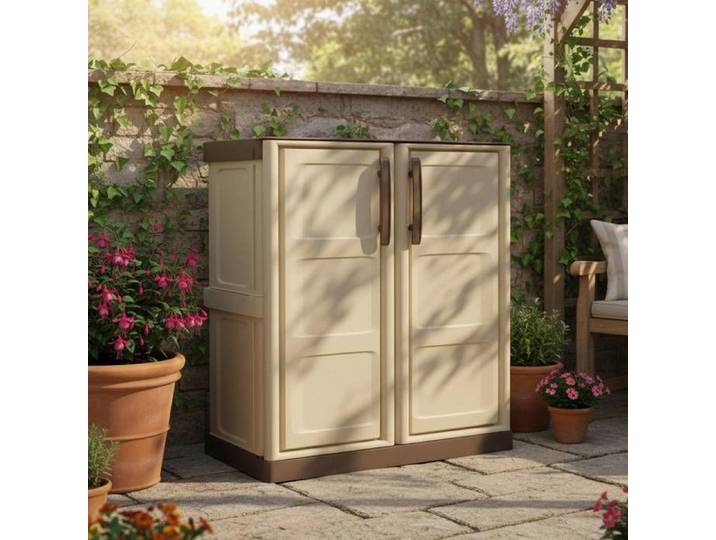 Armoire Extérieure Acira Dmora en Plastique Beige 70x39x85 5h cm