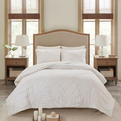 Madison Park Bahari White Tufted Cotton Chenille Palm Comforter Set