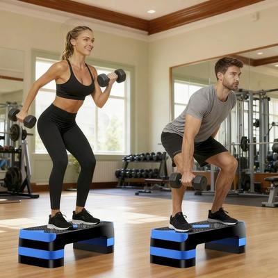 Multicon Wholesale Hub High Density Aerobic Step Platform, Adjustable Home Gym Stepper With Risers For Muscle And Cardio Workouts High Density Aerobic Step Platform, Adjustable Home Gym Stepper With Risers For Muscle And Cardio Workouts