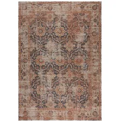 JUTETEPPICH handgewebt WENSLEY, im Vintage-Stil, Rot-Blau, 120 x 170 cm