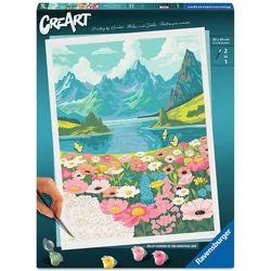 Ravensburger CreArt, Malen nach Zahlen Adults Premium - Blumenmeer am Bergsee