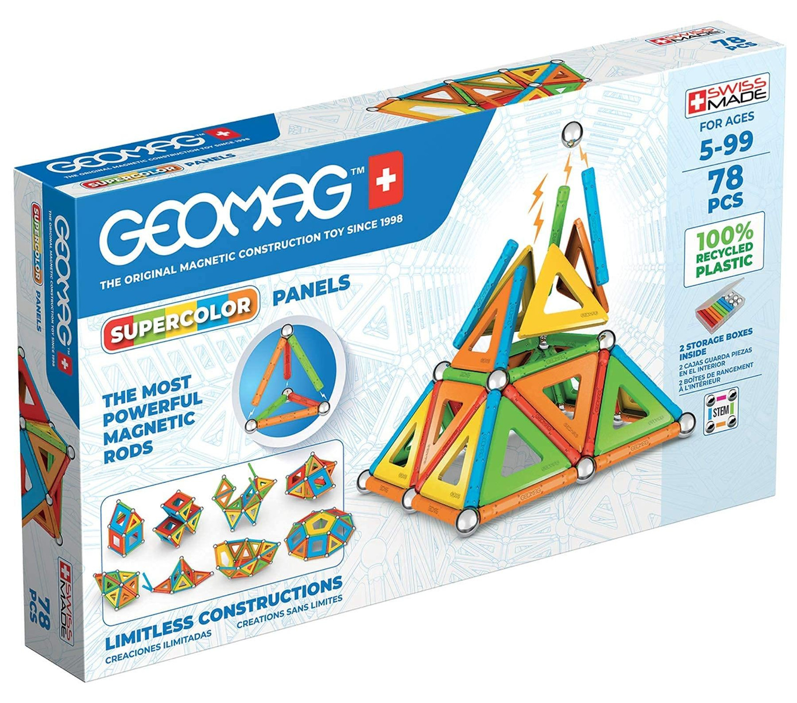 Geomag SuperColor Panel meerkleurig speelgoed met neodymiummagneten van kunststof en metaal