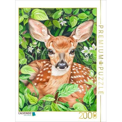 CALVENDO Puzzle Illustration eines jungen Rehkitzes am Waldrand | 2000 Teile Lege-Größe 90x67cm Foto-Puzzle für glückliche Stunden