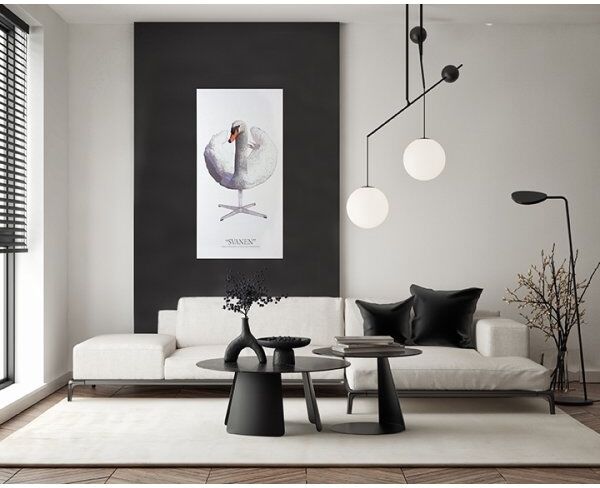 FibroTech Akustikbillede Svanen, 9mm, 60x120cm, Hvid