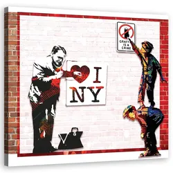 WANDBILD banksy und love new york