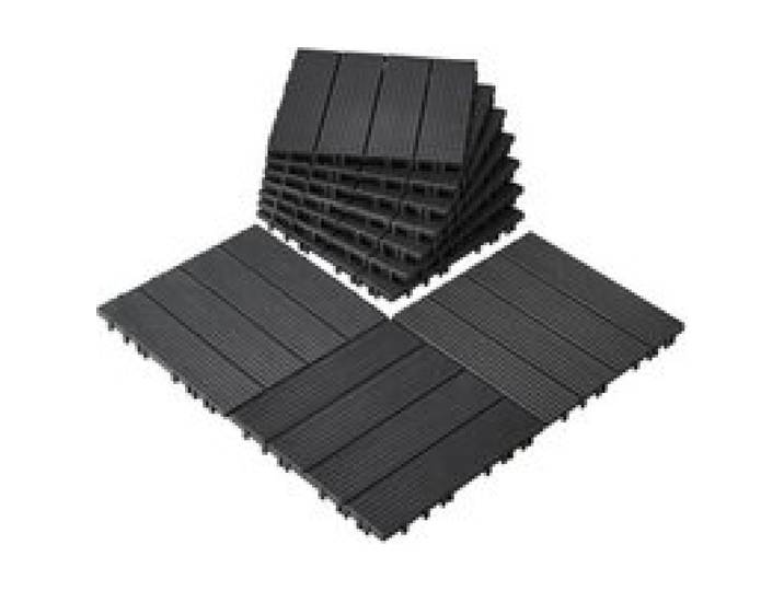 VEVOR Terrassenfliesen, 10er-Set, Balkonfliesen 30 x 30 cm, Klickfliesen, wasserdichter Kunststoff-Bodenbelag für den Außenbereich, Terrassenbodenbelag für Veranda, Pool, Balkon, Hinterhof, Dunkelgrau