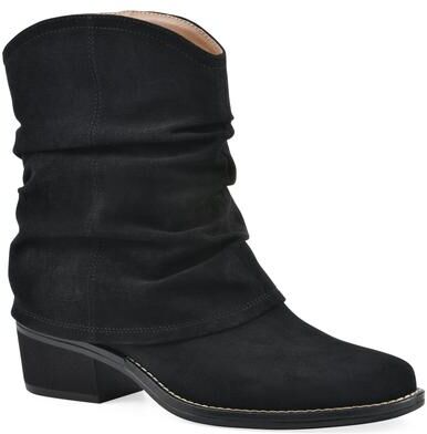 Women's Alden Mid Calf Western Bootie by White Mountain in Black Fabric (Size 9 M)