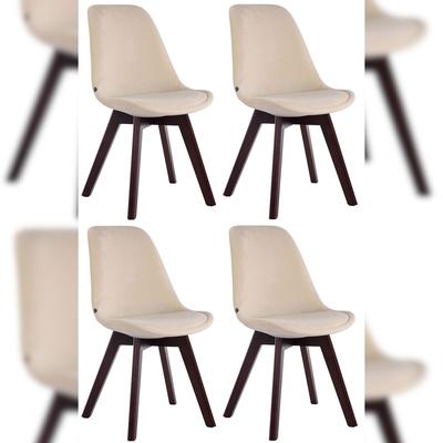 CLP 4er Set Besucherstühle Borneo Samt creme/walnuss