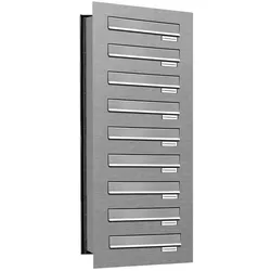 AL Briefkastensysteme 9 Fächer Premium Edelstahl Durchwurf Briefkasten Anlage für Post A4, robust, wetterfest, Artikelnummer: 132V9DV1