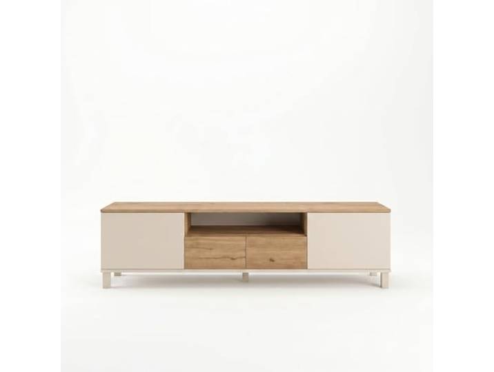 Hanah Home Modern TV Stand, Sand & Oak, 180 cm 100% Melamine Coated Particle Board, 18 mm Thick Stylish Scandinavian Design for Living Room