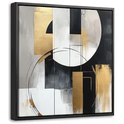 LEINWAND Bilder mit Rahmen - Abstrakt - Gold - Silber - Formen - Ästhetik - 20x20