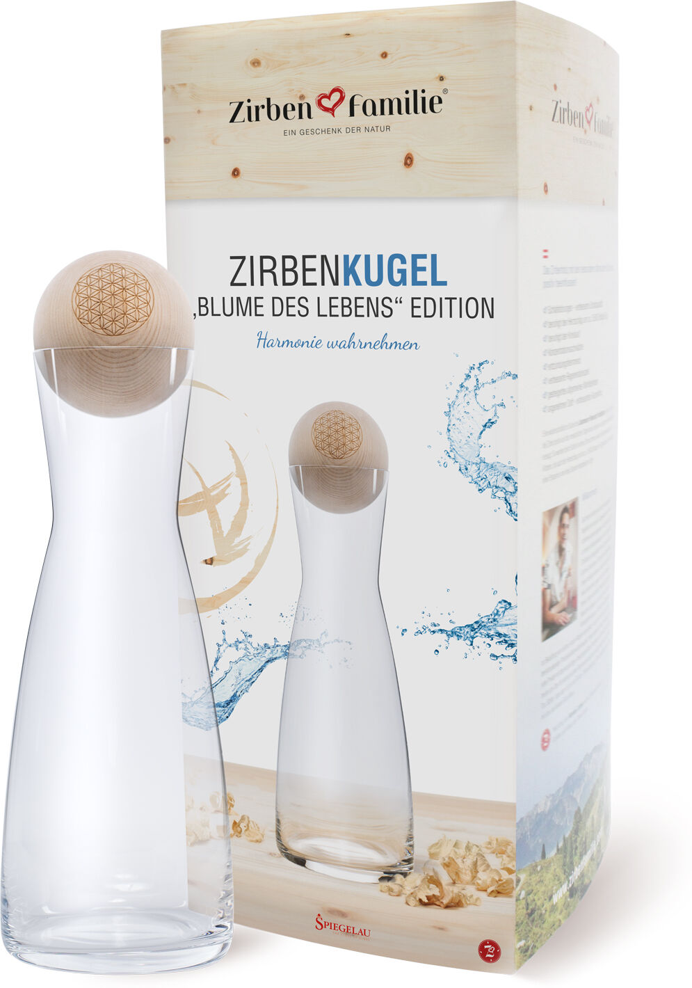 Zirbenfamilie Caraffa con Sfera di cembro 1 litro Fiore