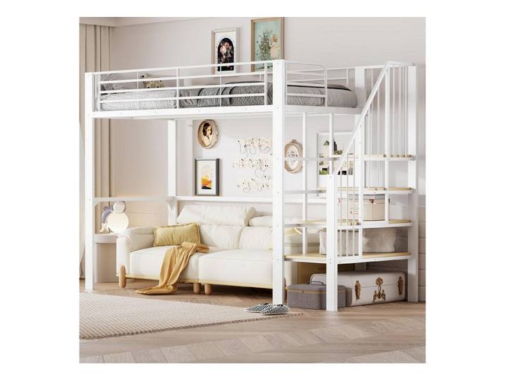 LuxusKollektion Hochbett Etagenbett 90x200 Metall Rausfallschutz (1-St)
