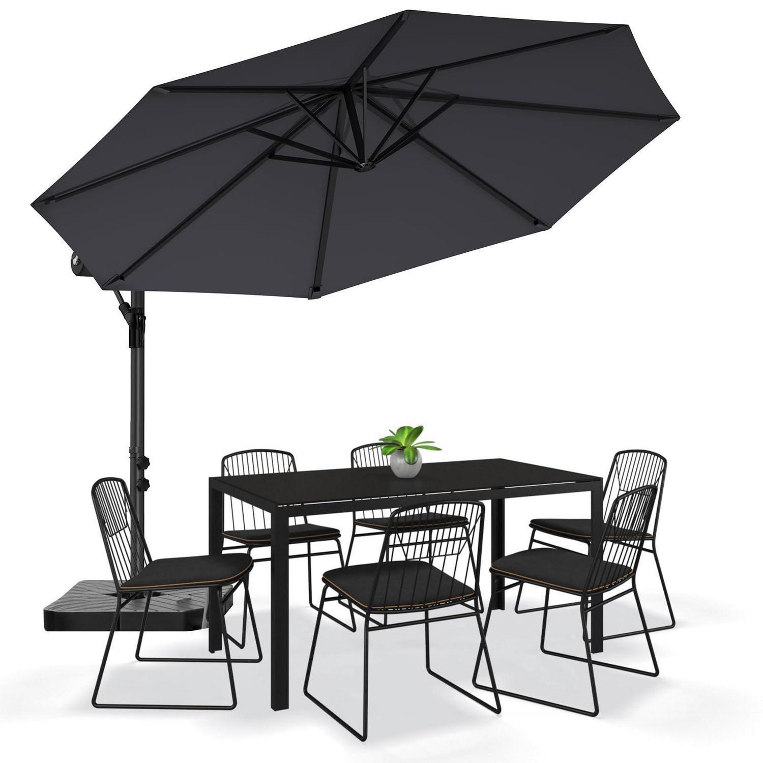 Ampelschirm Anthrazit 330 cm Stufenlos Neigbar Kurbelsystem UV-beständig Wasserdicht 2 Stk.