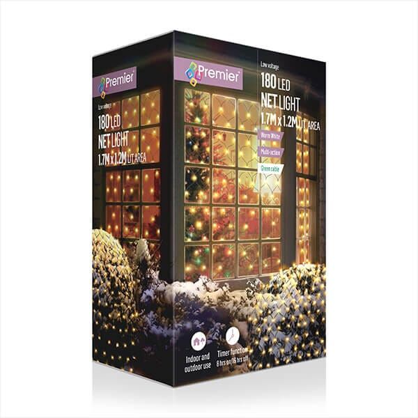 Premier Decorations Premier Multi Action 180 LED Warm White Net Light