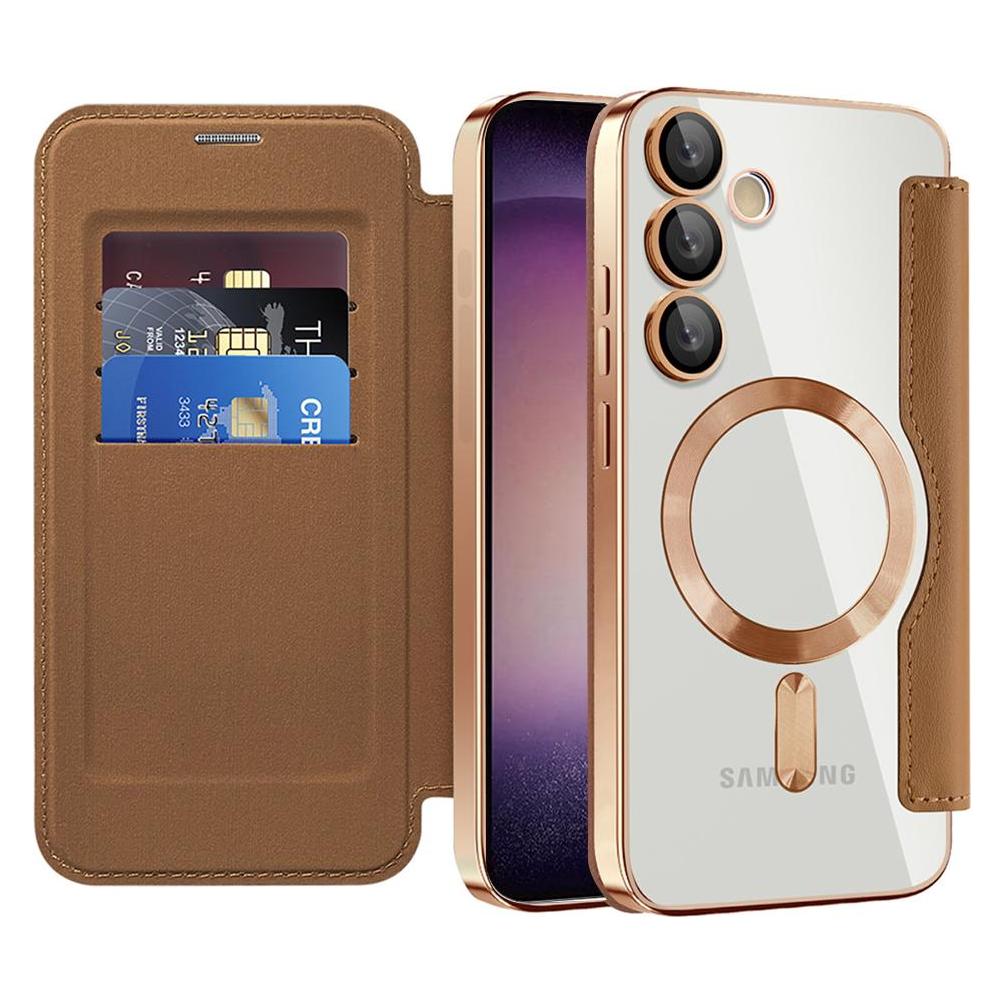 Techsuit - SmartMag Book Case - Samsung Galaxy S23 - Brown (Samsung Galaxy S23) (59433024)