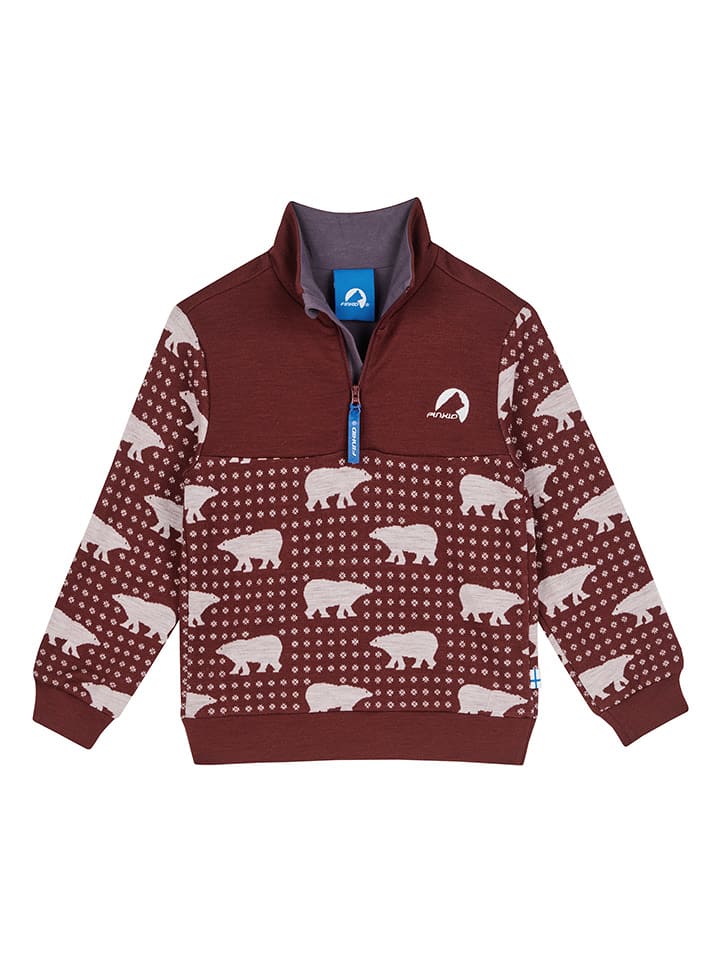 finkid Pullover "Masi Nordik" in Rot/ Weiß - 80/90