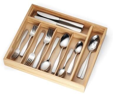 Cambridge Madison 62-Piece Flatware Set with Wood Tray