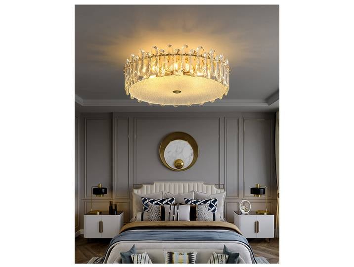 Plafonniers LED ronds en cristal à intensité variable 2026. Lampes de plafond design pour salon et chambre à coucher.