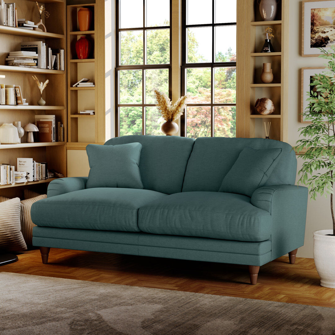 ClassicLiving Adaku 2 Seater Sofa Burnished Beech/Teal 95cm H X 174cm W X 112cm D