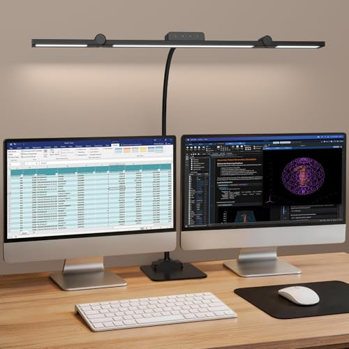 KableRika LED Bureaulamp met 3 Lichtbalken, 24W Design Lamp met 4 Kleurtemperaturen en Oogbescherming