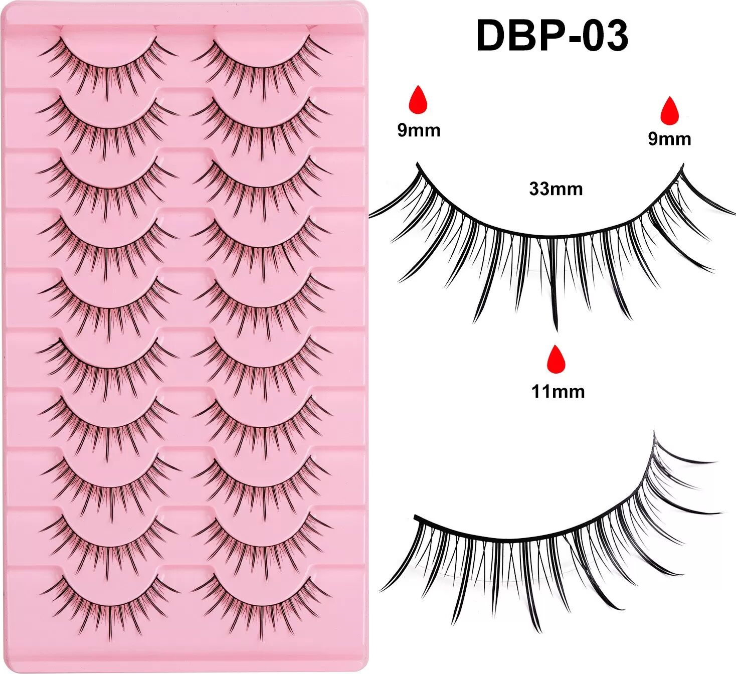 INF 10 Paar Manga Wimpern Kleine Dünne Falsche Wimpern, Natürliche Verlängerung