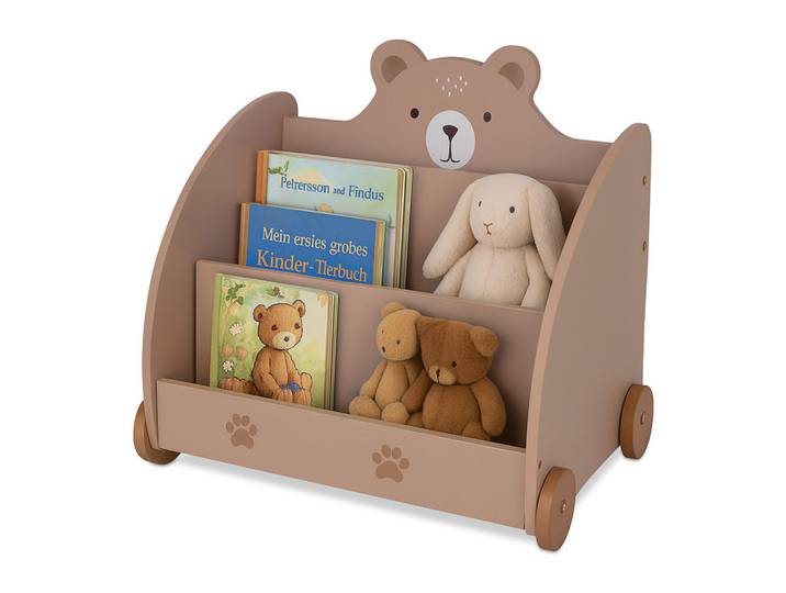 Relaxdays Bücherregal Braun Kinder Bär Design 3 Fächer, 60x58x40 cm, Babymöbel & Kindermöbel, Babyzimmer, Babyregale & Kinderregale