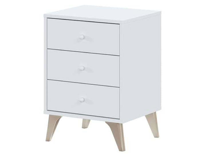 Habitdesign Modèle Sweet Table de chevet avec 3 tiroirs\, 56 x 40 x 33\,5 cm (hauteur x largeur x profondeur) avec pieds Blanc « Artik »