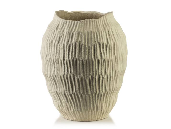 Mondex Vase Manon 20,5/24,5 cm Polyresin, Beige, Kunststoff, 24.5 cm, Dekoration, Vasen, Keramikvasen