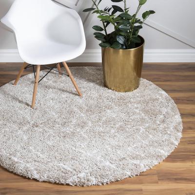 Hochflor-Teppich "Temara Shag, LAGERRÄUMUNG", braun (braun, elfenbeinfarben), H:51mm Ø:152cm, Polypropylen (PP), MYFLAIR MÖBEL & ACCESSOIRES, Teppiche, gewebt, Scandi Design, auch in rund, Wohnzimmer, Schlafzimmer