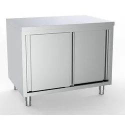 Chefgastro 700 Arbeitstisch Edelstahl Schiebetüren 1400 BxTxH 1400x700x850mm