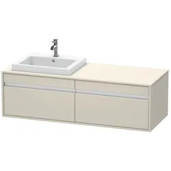Duravit Ketho Waschtisch-Unterschrank KT6797L9191 140x55x42,6cm, Einbauwaschtische, 2 Auszüge, Ausschnitt links, Taupe