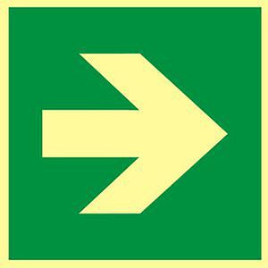 Abtec Hinweisschild ISO 7010 E005, Kunststoff, 15 x 15 cm, langnachleuchtend, Richtungspfeil