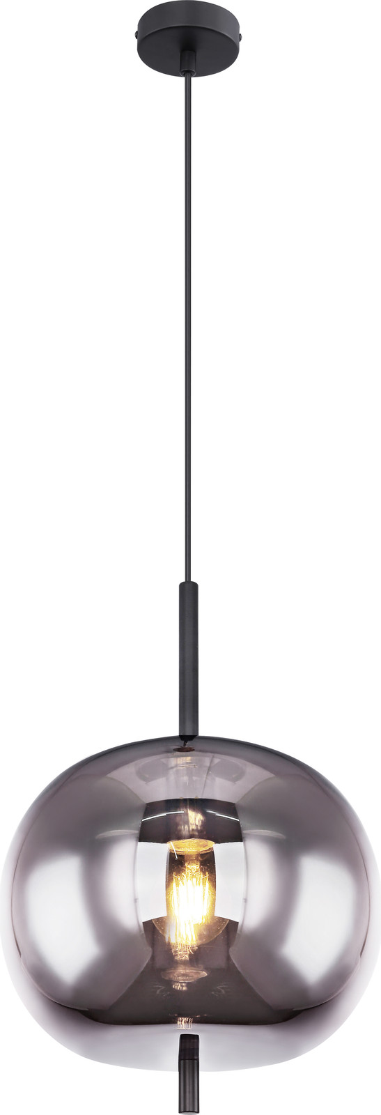 Globo Lighting Hanglamp Blacky zwart rond met glazen kap