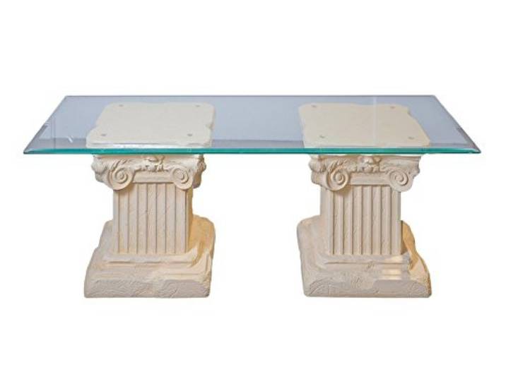 Antikes Wohndesign Couchtisch Wohnzimmertisch Glastisch Säulentisch