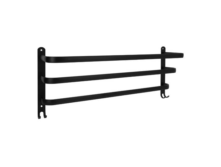 QUVIO Handdoekenrek - Met 3 stangen - RVS - Zwart