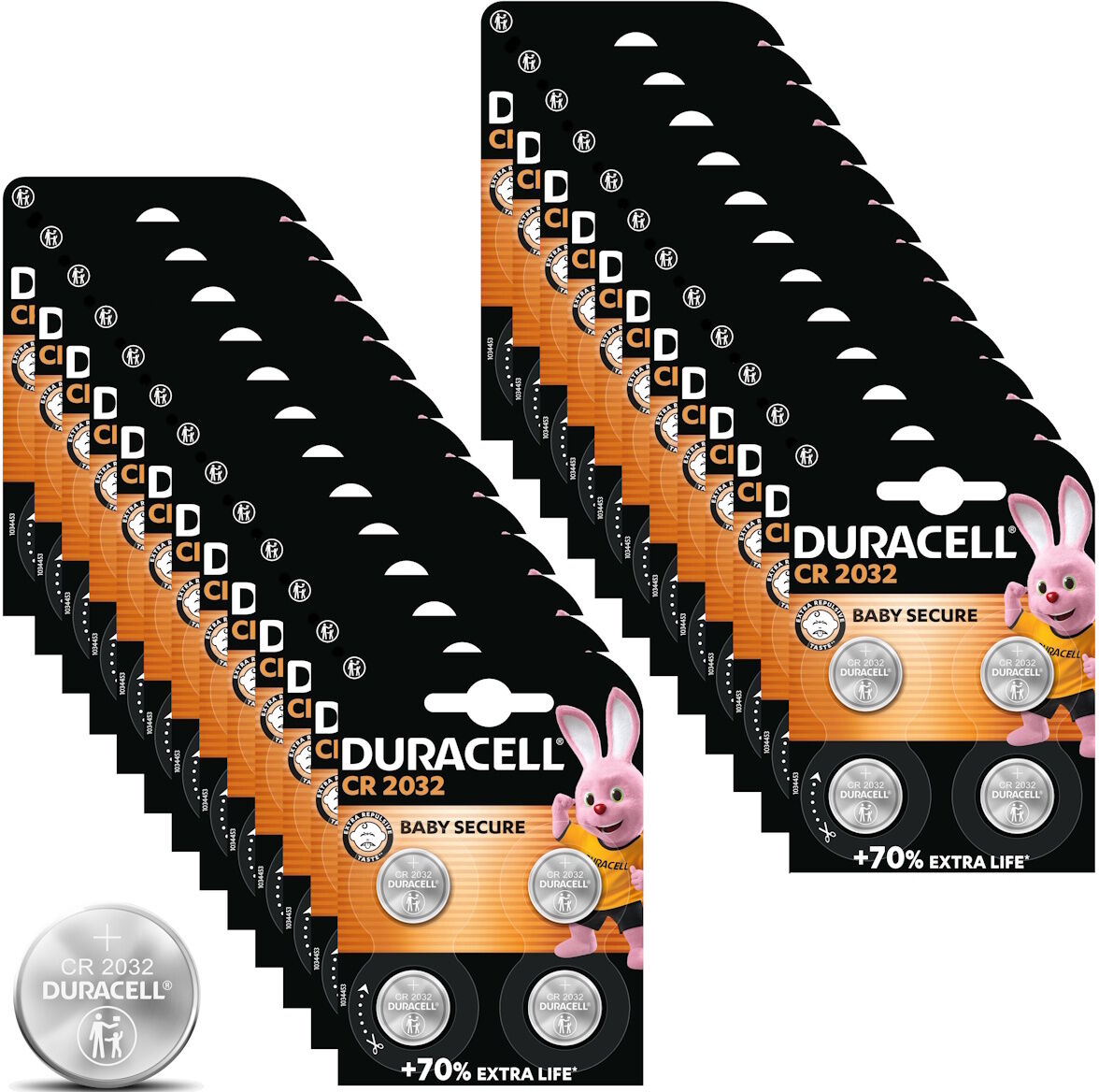 Pack of 100   Duracell CR2032 Lithium Coin Cell Batteries