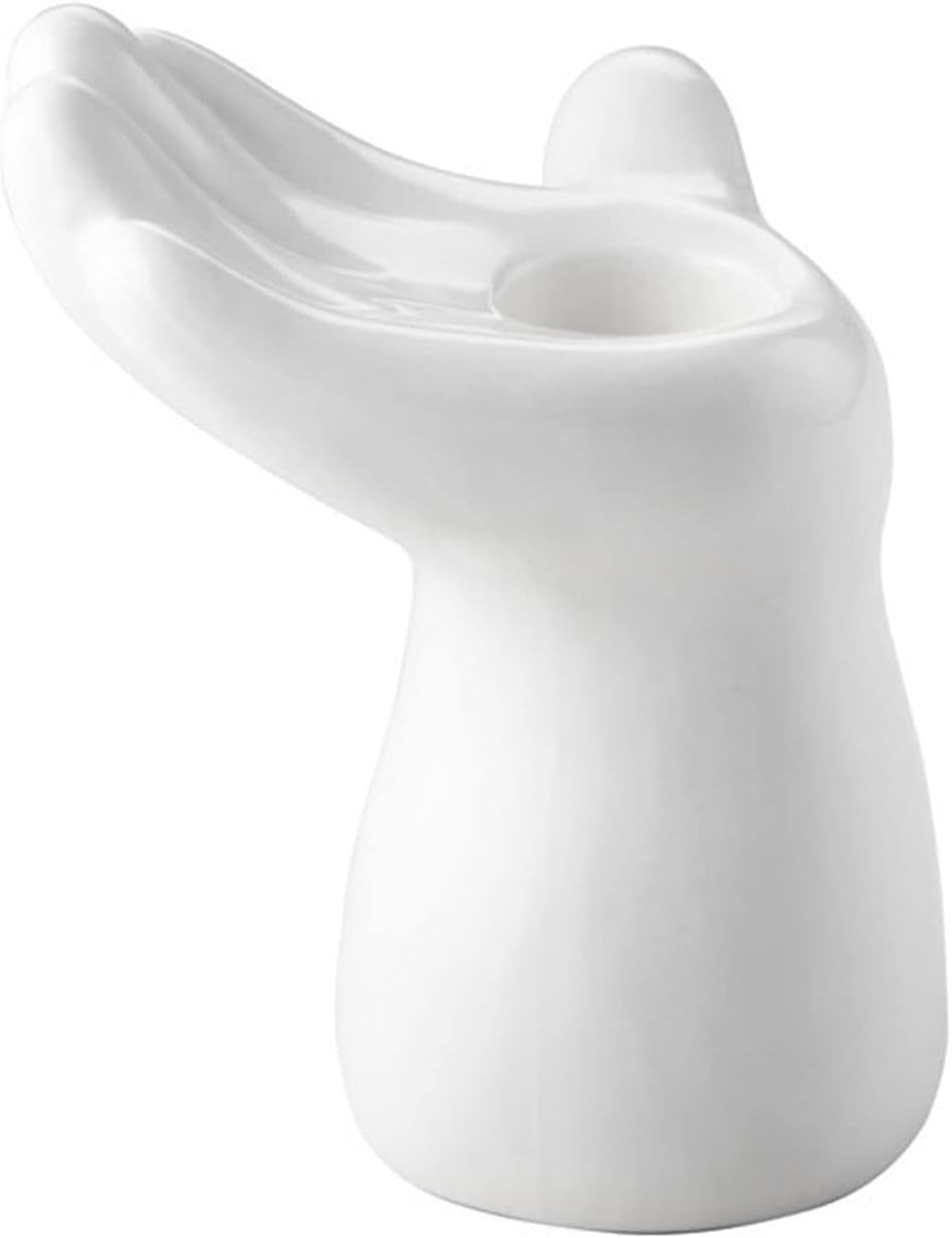 Handgemaakte witte keramische kandelaar met armontwerp voor sfeervolle decoratie