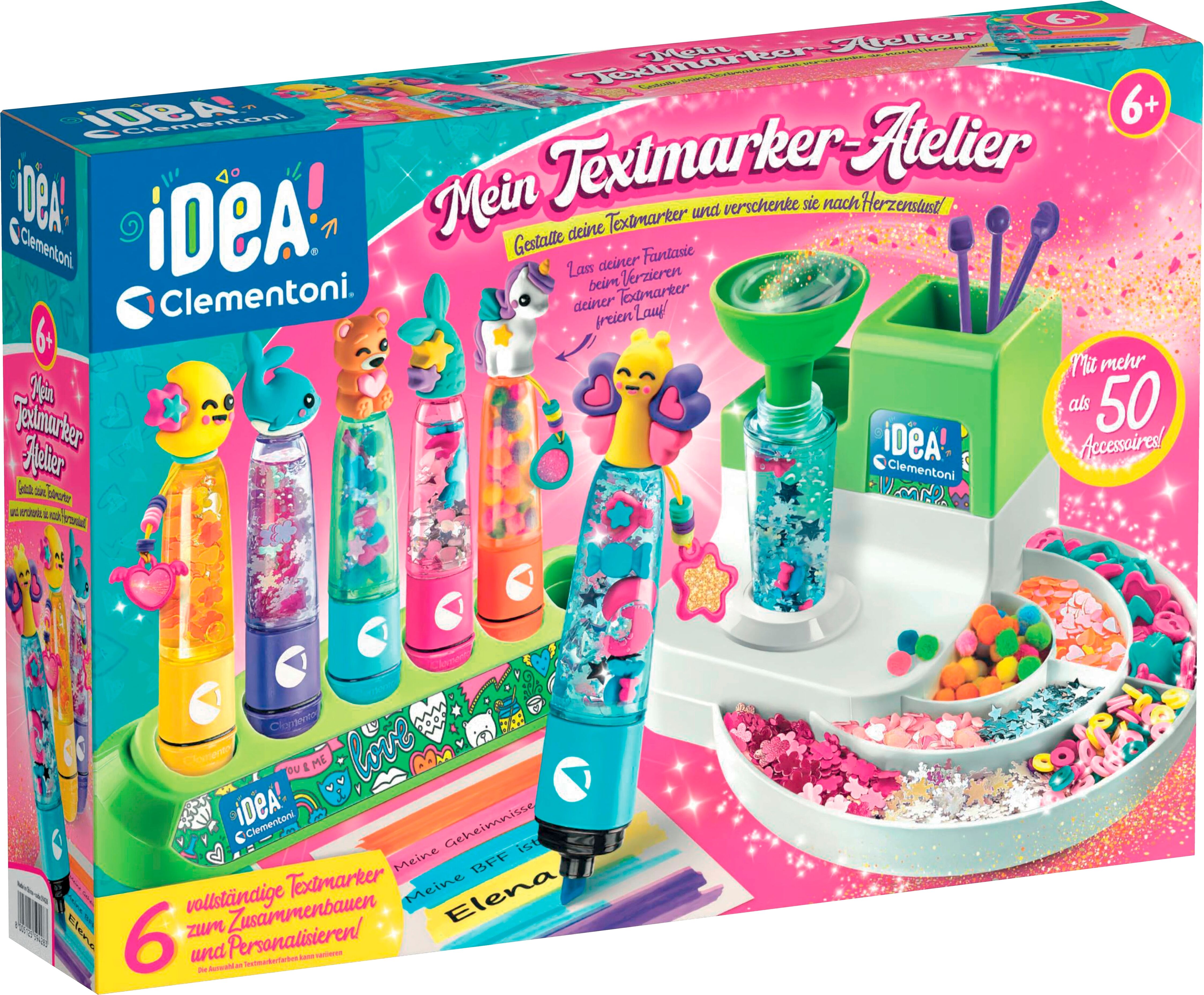 Kreativset CLEMENTONI "Idea, Mein Textmarker-Atelier", bunt, Kreativsets, Kinder, Kunststoff, Kreativset, Made in Europe