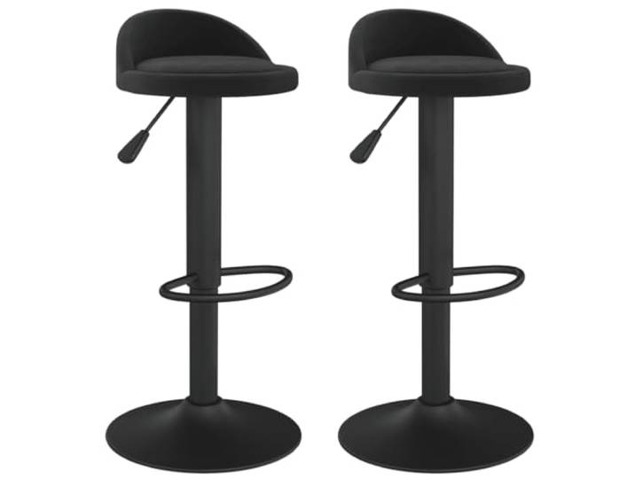 HBBMGYD Barhocker, Schwarz, 2 Stück Weicher Samt, Stahlfuß, höhenverstellbar, 360° drehbar, Fußstütze, max. 110 kg