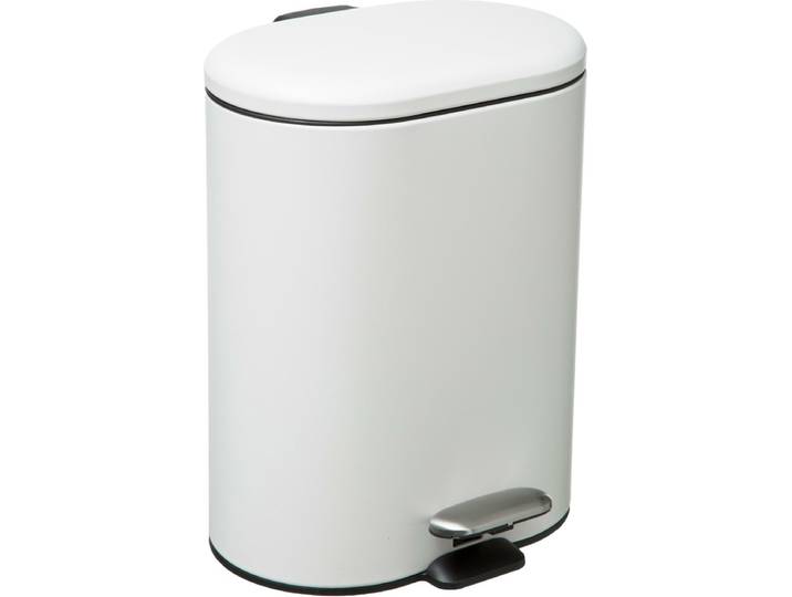 5Five - Prullenbak/pedaalemmer wit rvs metaal 6 liter - 15x24x30 cm