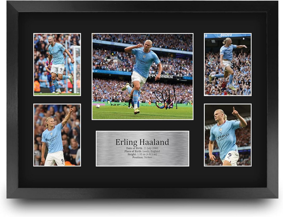 Ingelijste handtekening foto A3 voor voetbalfans - Wanddecoratie