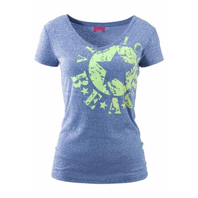 Strandshirt VENICE BEACH, Damen, Gr. 52/54, blau (blau, meliert), Jersey, Obermaterial: 60% Baumwolle, 40% Polyester, figurumspielend hüftlang, Shirts, mit Logo-Druck aus melierter Ware, Vintage-Look, sportlich-casual