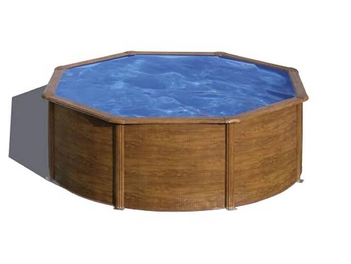 Gre Rundes Stahlpool Sicilia Madera mit Kartuschenfilter 300x120 cm