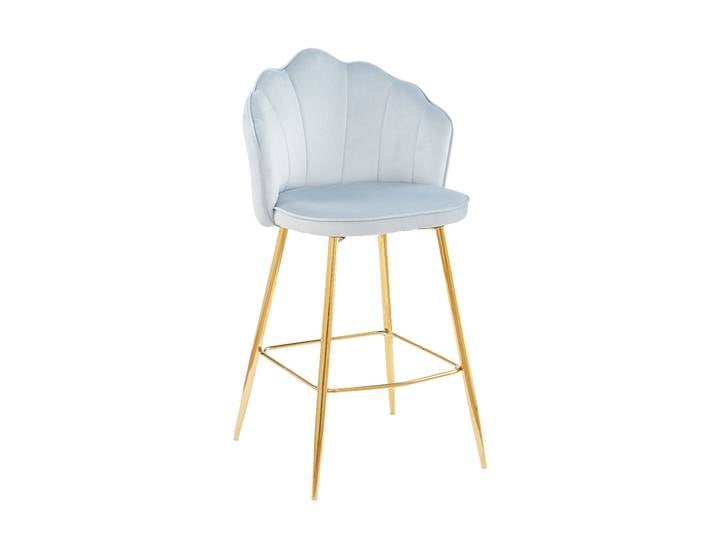 TPFLiving Barhocker Muschu Muscheldesign 2er Set aus Samt - Hellgrau