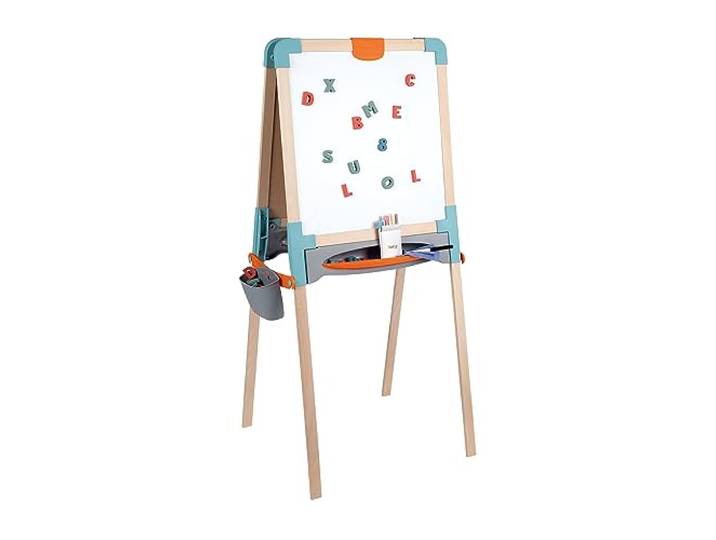 Smoby - Holztafel - Doppelseitige Mal- und Kreativtafel auf Holz, mit Kreide, Filzstift und Magnetbuchstaben, für Kinder ab 3 Jahren
