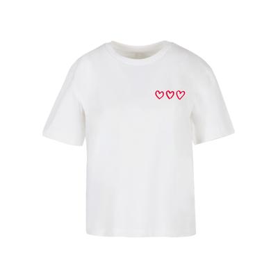 T-Shirt MISS TEE "Miss Tee Damen Three In A Row Tee", Damen, Gr. S, weiß, 100% Baumwolle, bedruckt, oversize, Rundhals, Shirts T-Shirt