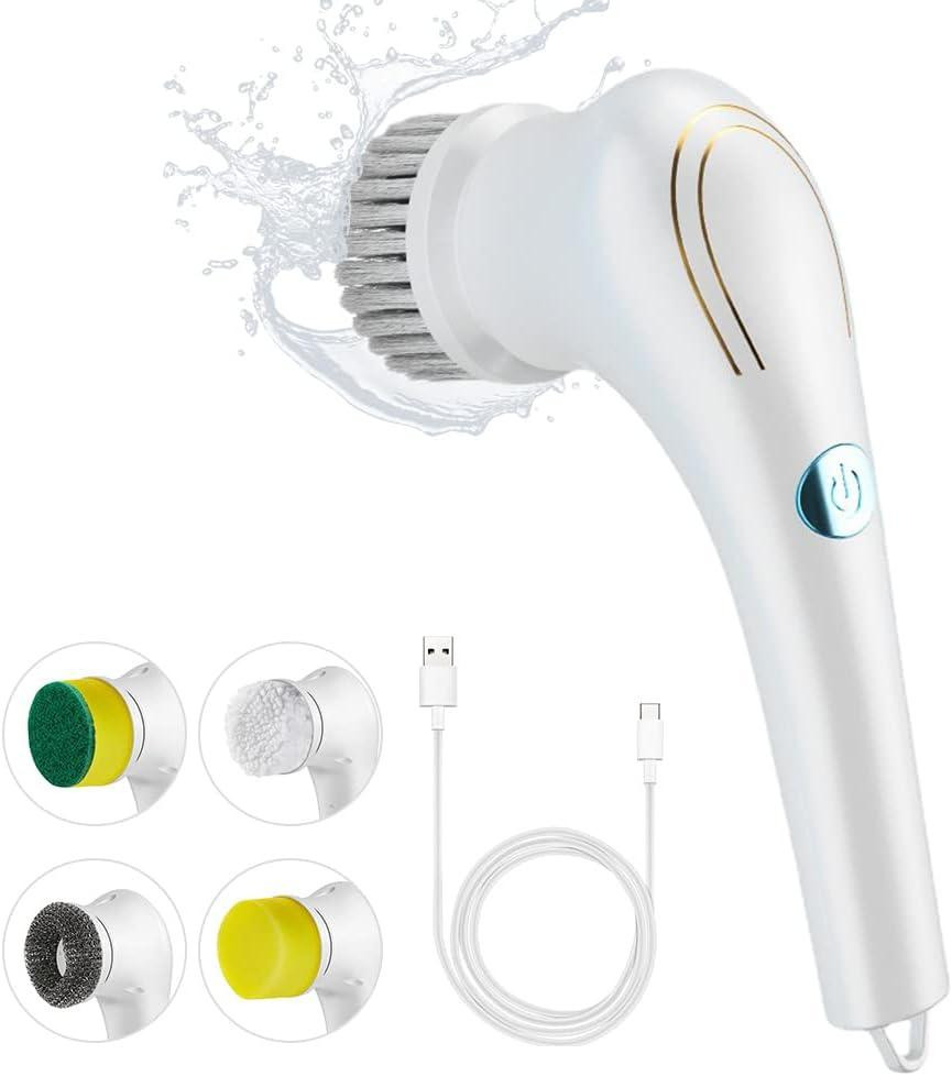 LTPRTZ Multifunctionele reinigingsborstel met 5 draadloze borstelkoppen, wit