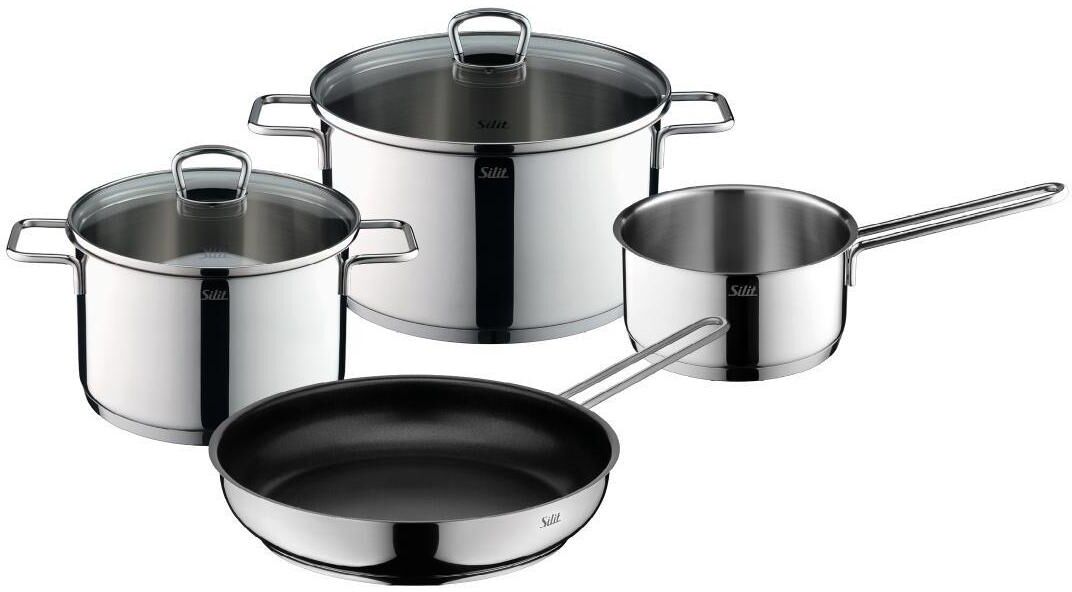 Topf-Set SILIT "Alicante 4-teilig", silber (silberfarben), Töpfe, Topf-Set silberfarben Einheitsgröße