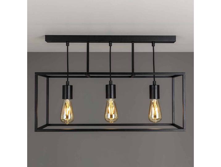 Plafondlamp Cubic³, dimbaar, zwart, Woon-/ Eetkamer, Messing, plafondlamp